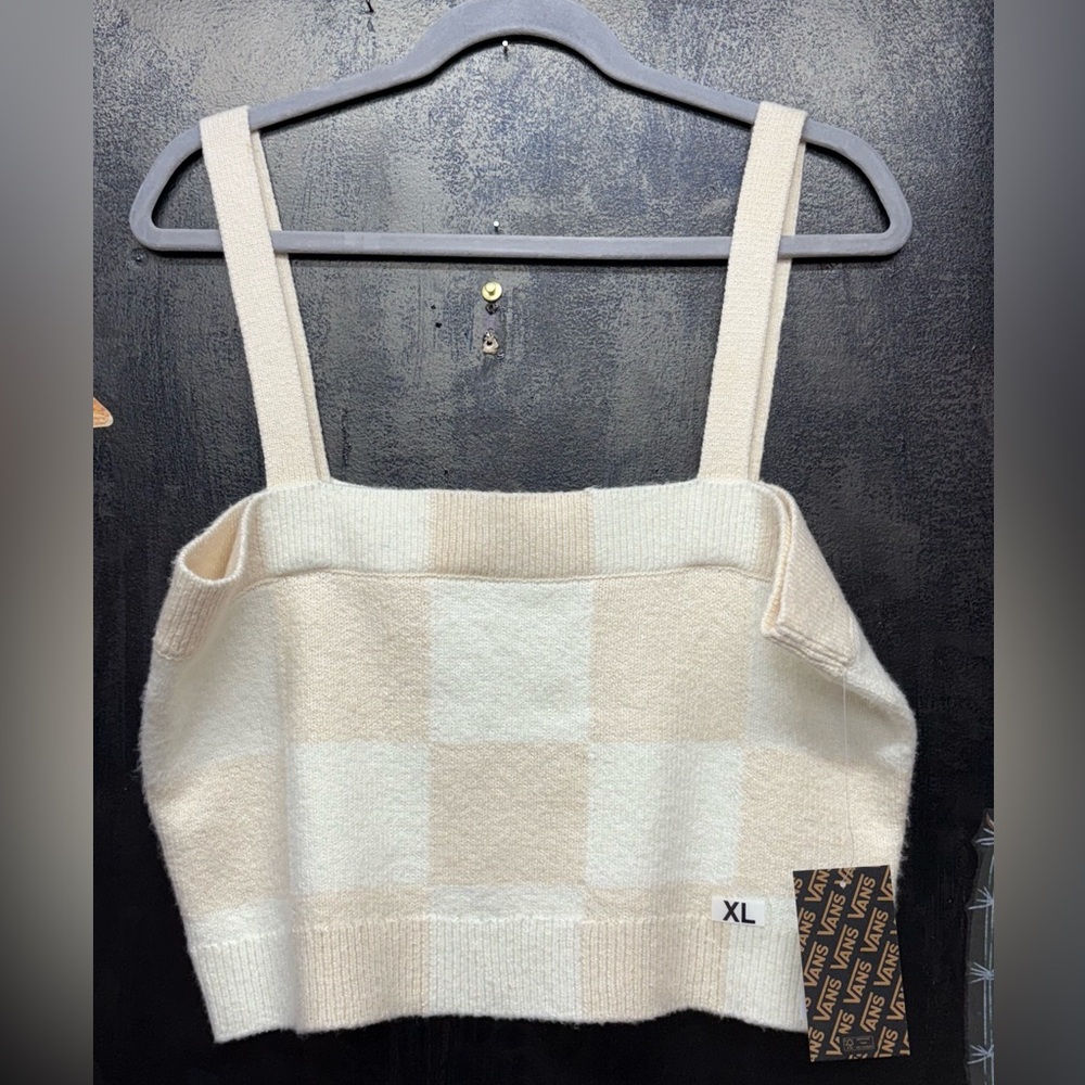 Vans Cream Checkered Crop Top